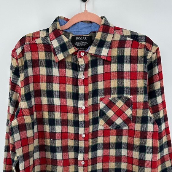 Bogari Grunge Gorpcore Outdoor Multicolor Plaid Casual Flannel Shirt SzL - Picture 4 of 13